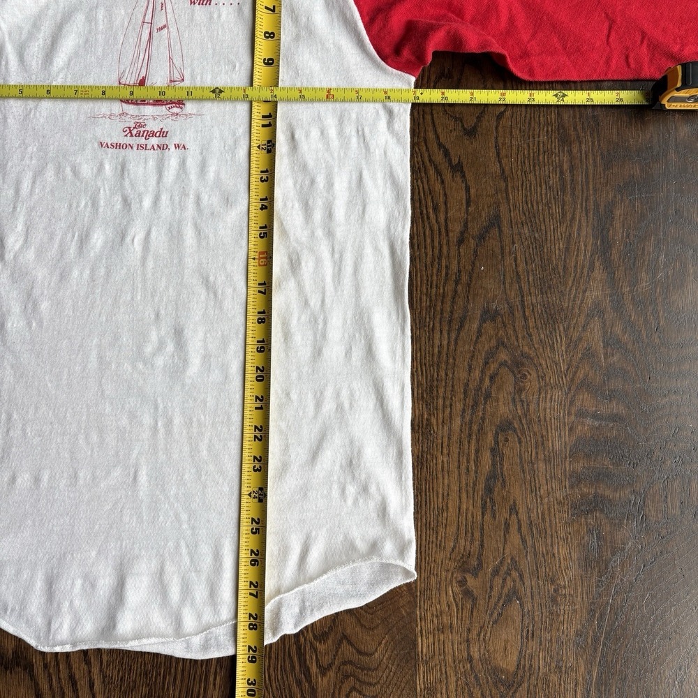 VTG 70s Russell Athletic Raglan T Shirt L Single Stitch Sailboat Vashon Island - Picture 7 of 7